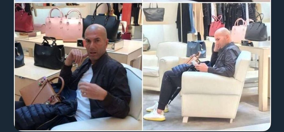 زیدان خسته و کلافه از خرید برای همسرش+عکس