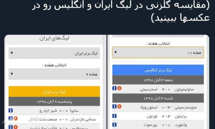 مقایسه گلزنی در لیگ ایران و انگلیس +عکس