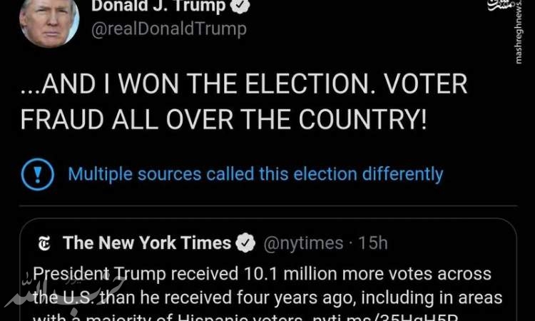ترامپ همچنان توییت می‌زند: من برنده انتخابات شدم