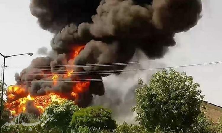 آتش سوزی مهیب کارخانه تولید الکل در قم