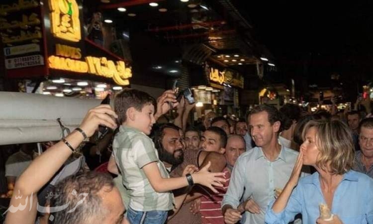 حضور اسد و خانواده‌اش بین مردم دمشق پس از ادای سوگند