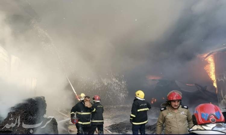 آتش سوزی گسترده در بازار بغداد+ تصویر
